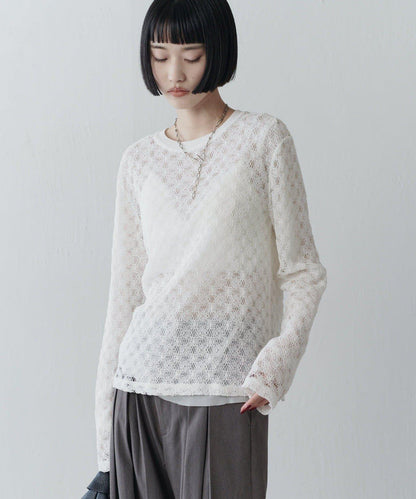 雙面可穿透視蕾絲套頭衫