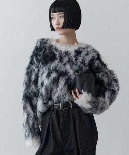 寬鬆長款毛絨套頭衫