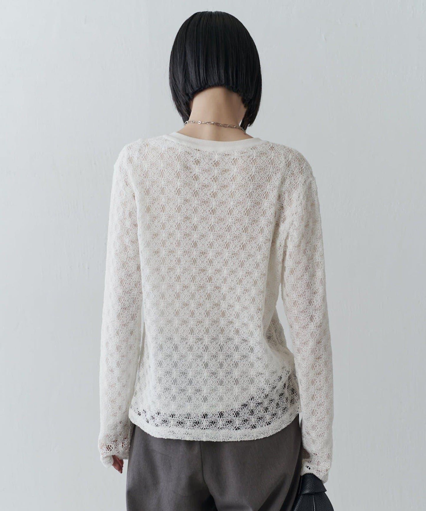 雙面可穿透視蕾絲套頭衫