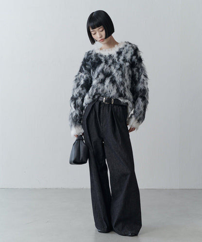 寬鬆長款毛絨套頭衫