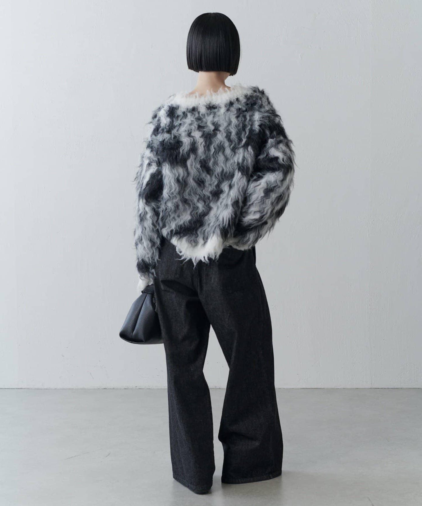 寬鬆長款毛絨套頭衫