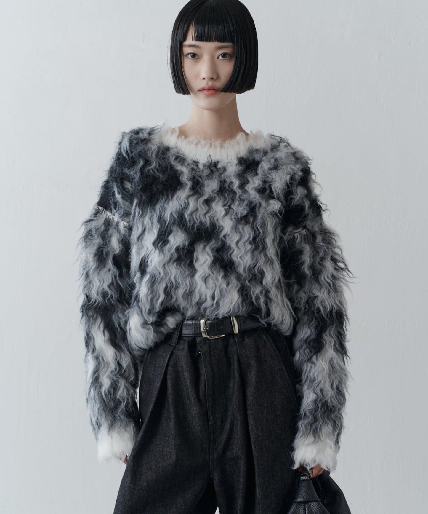 寬鬆長款毛絨套頭衫