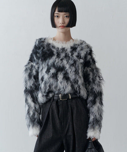 寬鬆長款毛絨套頭衫