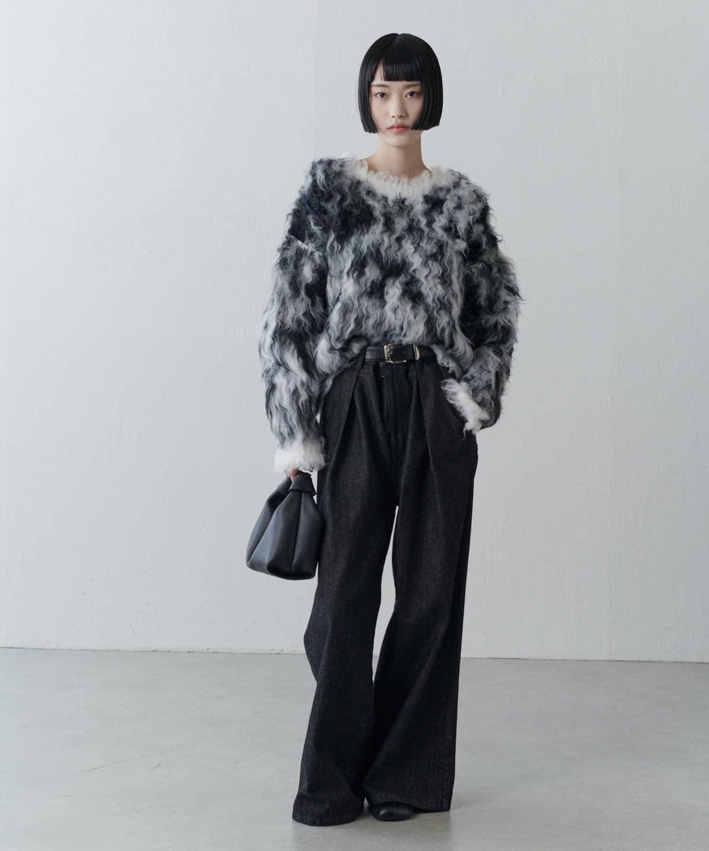 寬鬆長款毛絨套頭衫