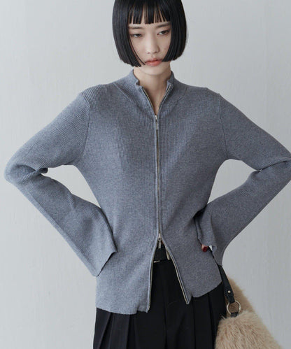 喇叭袖拉鍊套頭衫