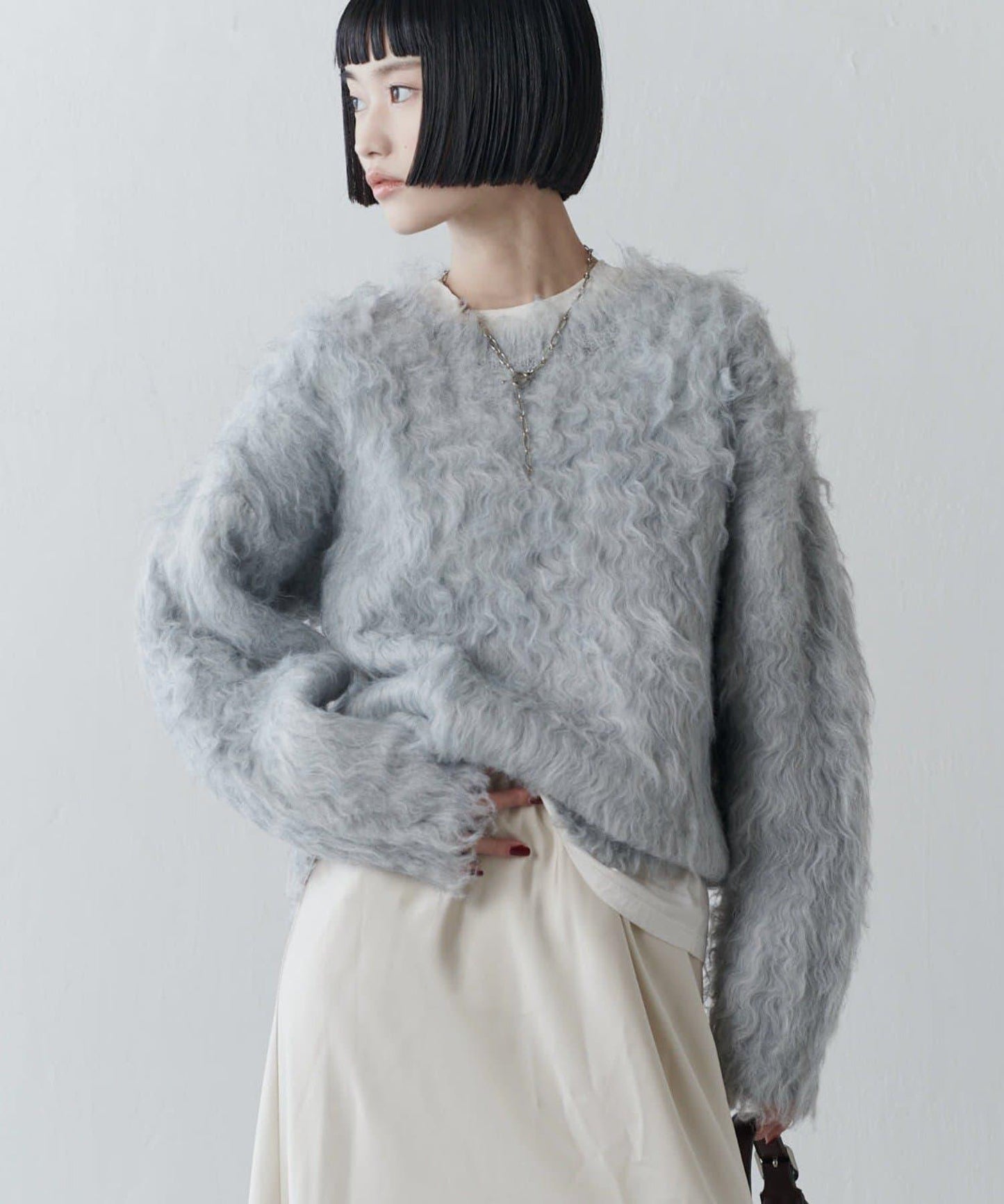 寬鬆長款毛絨套頭衫