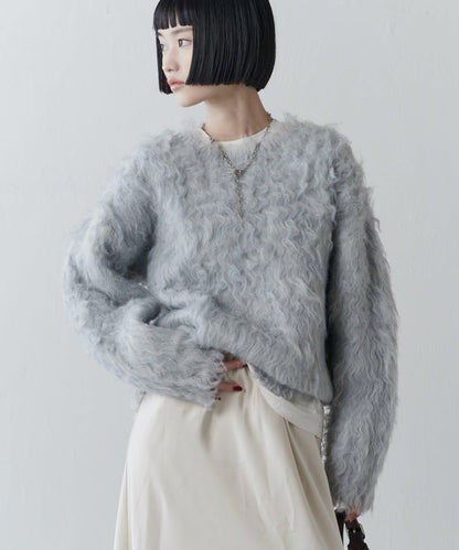 寬鬆長款毛絨套頭衫