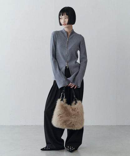 喇叭袖拉鍊套頭衫