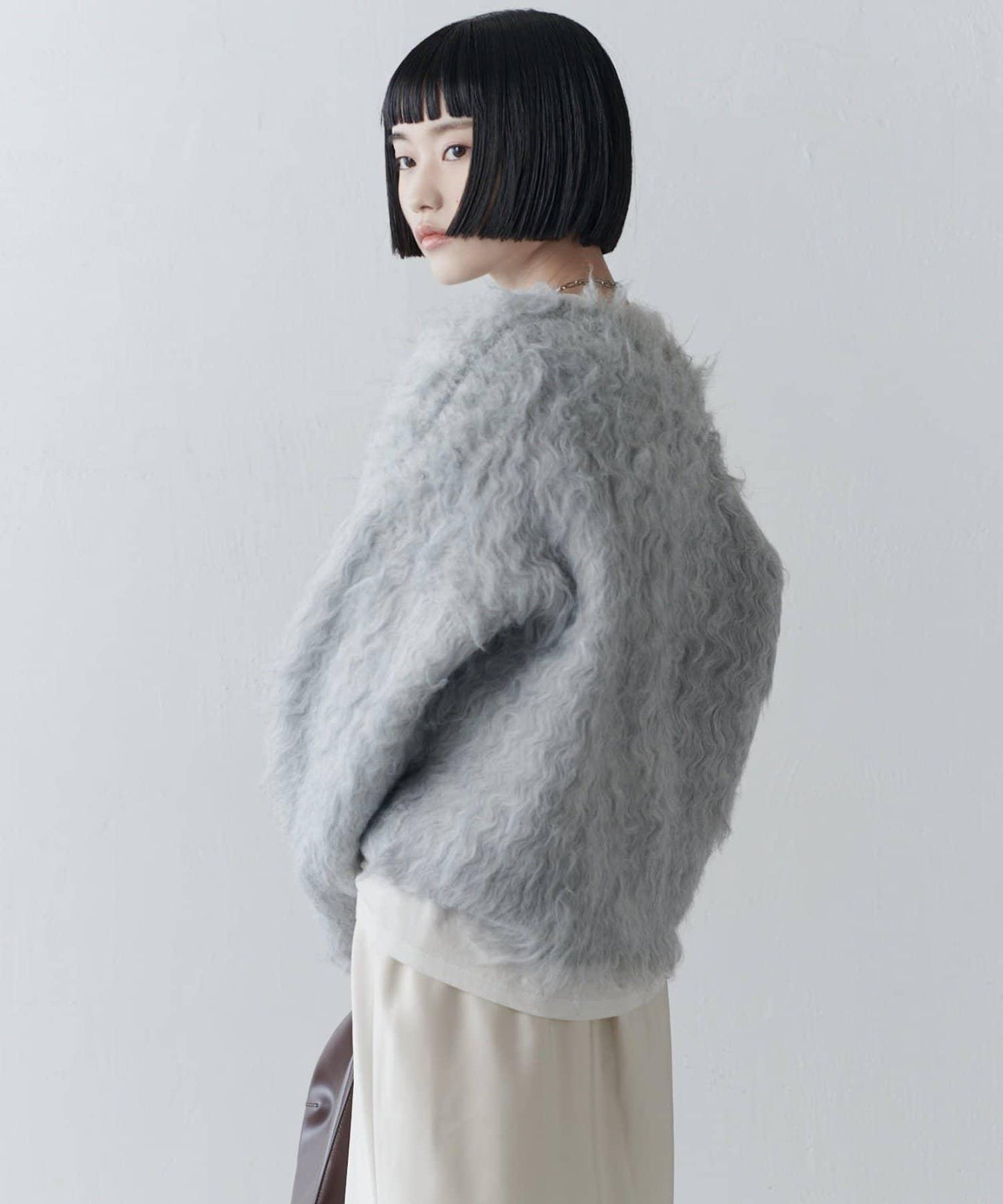 寬鬆長款毛絨套頭衫