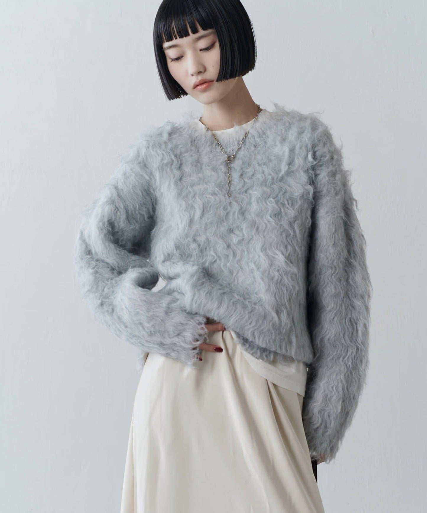 寬鬆長款毛絨套頭衫