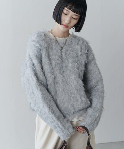 寬鬆長款毛絨套頭衫