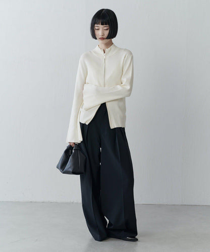 喇叭袖拉鍊套頭衫