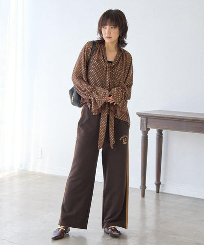 RIVE DROITE 側邊條紋針織褲