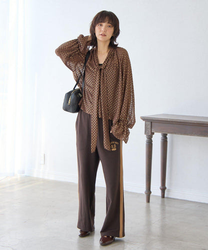 RIVE DROITE 側邊條紋針織褲