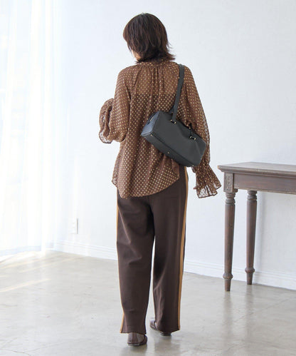 RIVE DROITE 側邊條紋針織褲