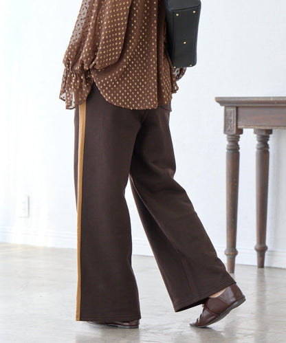 RIVE DROITE 側邊條紋針織褲