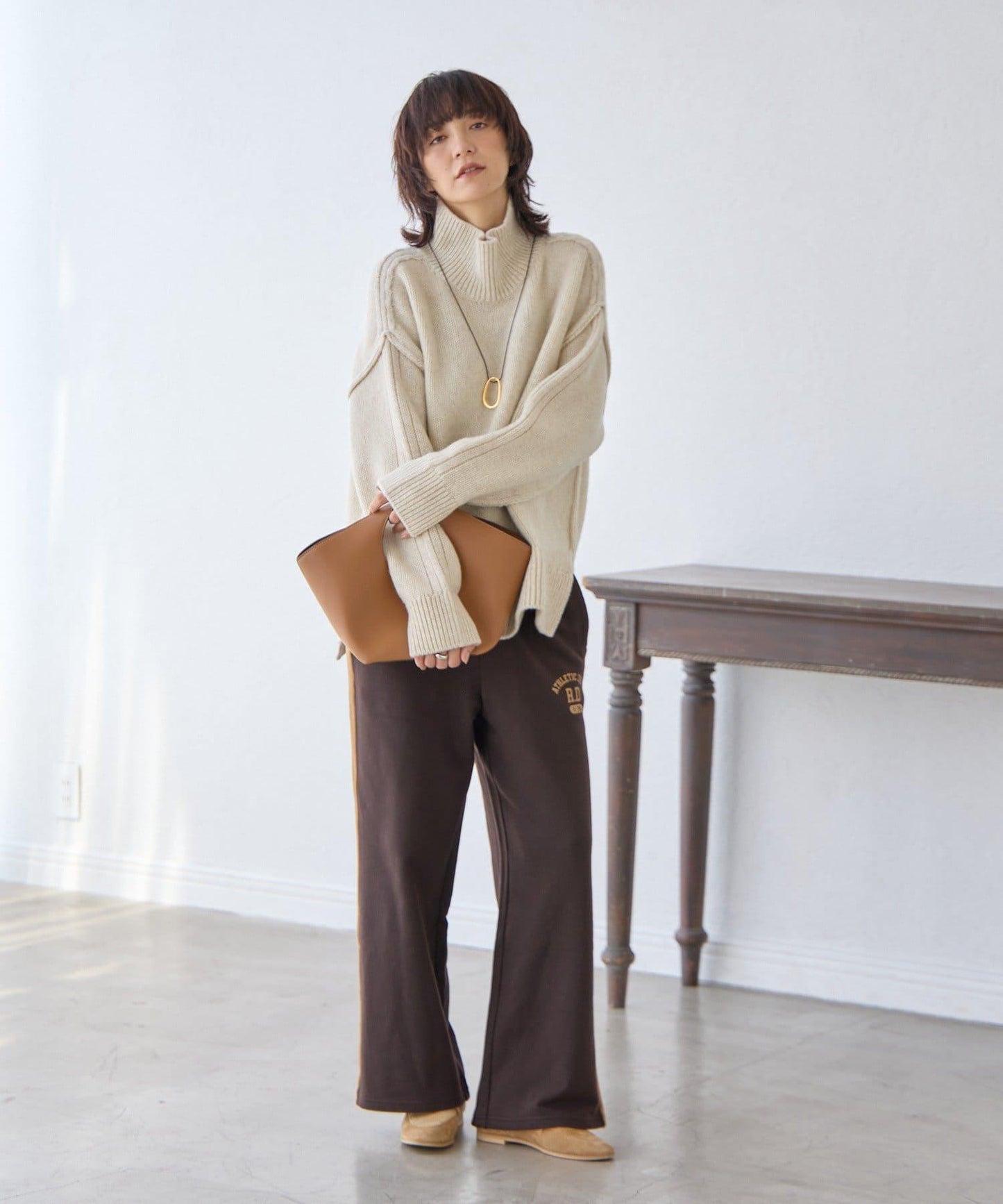 RIVE DROITE 側邊條紋針織褲