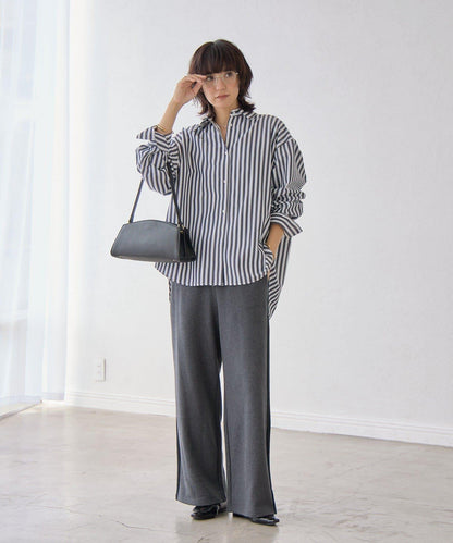 RIVE DROITE 側邊條紋針織褲