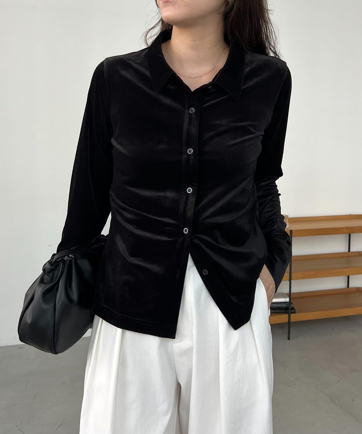 【CAPRICIEUX LE'MAGE】天鵝絨襯衫