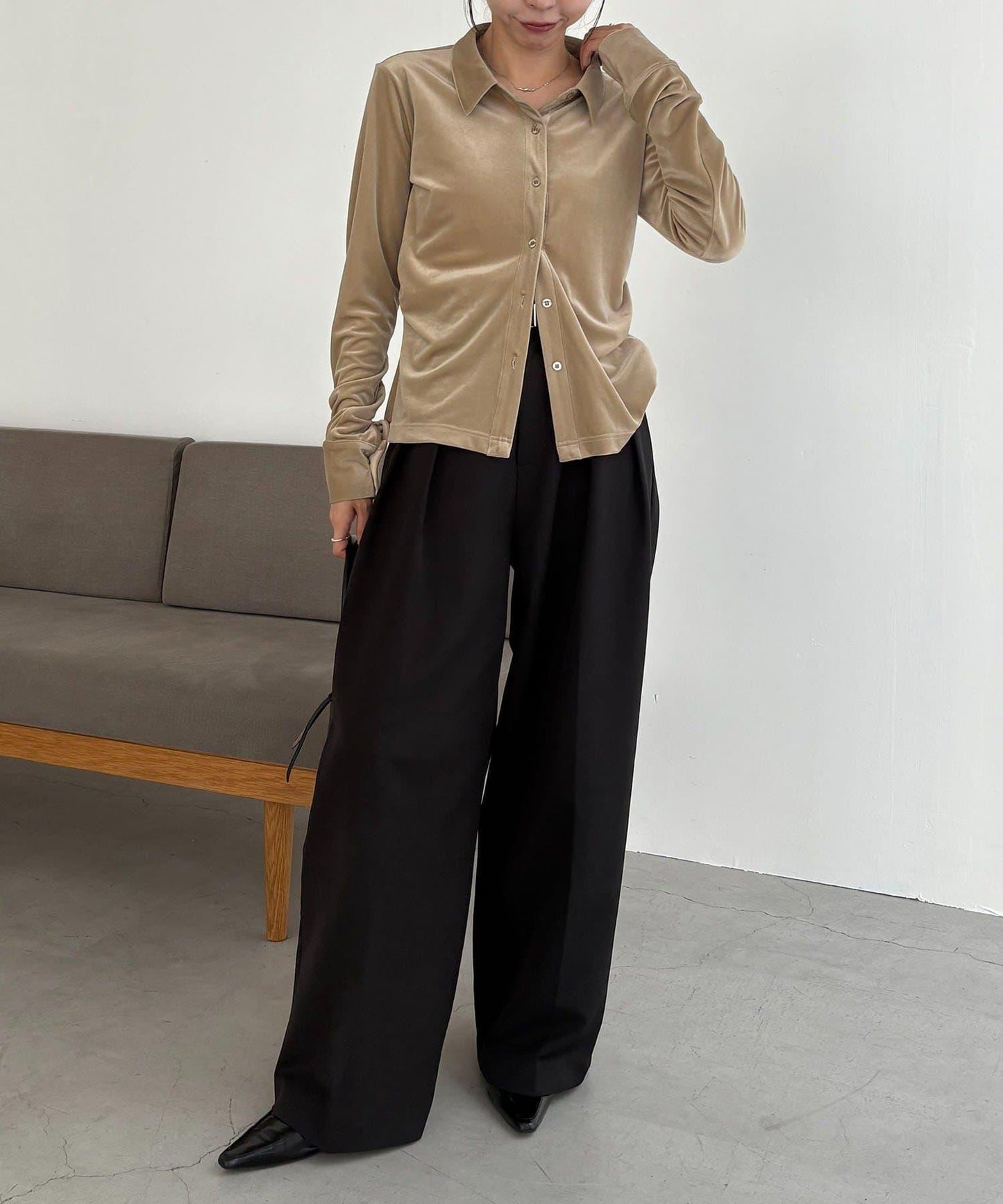 【CAPRICIEUX LE'MAGE】天鵝絨襯衫