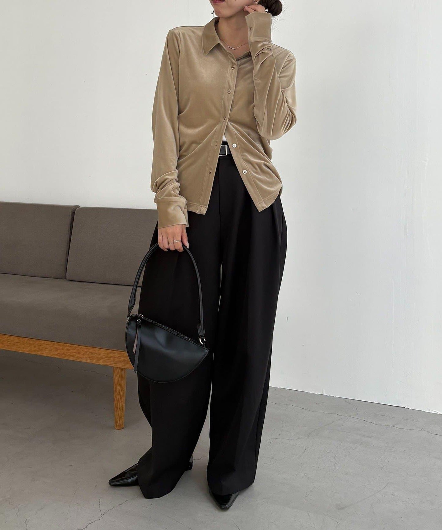 【CAPRICIEUX LE'MAGE】天鵝絨襯衫