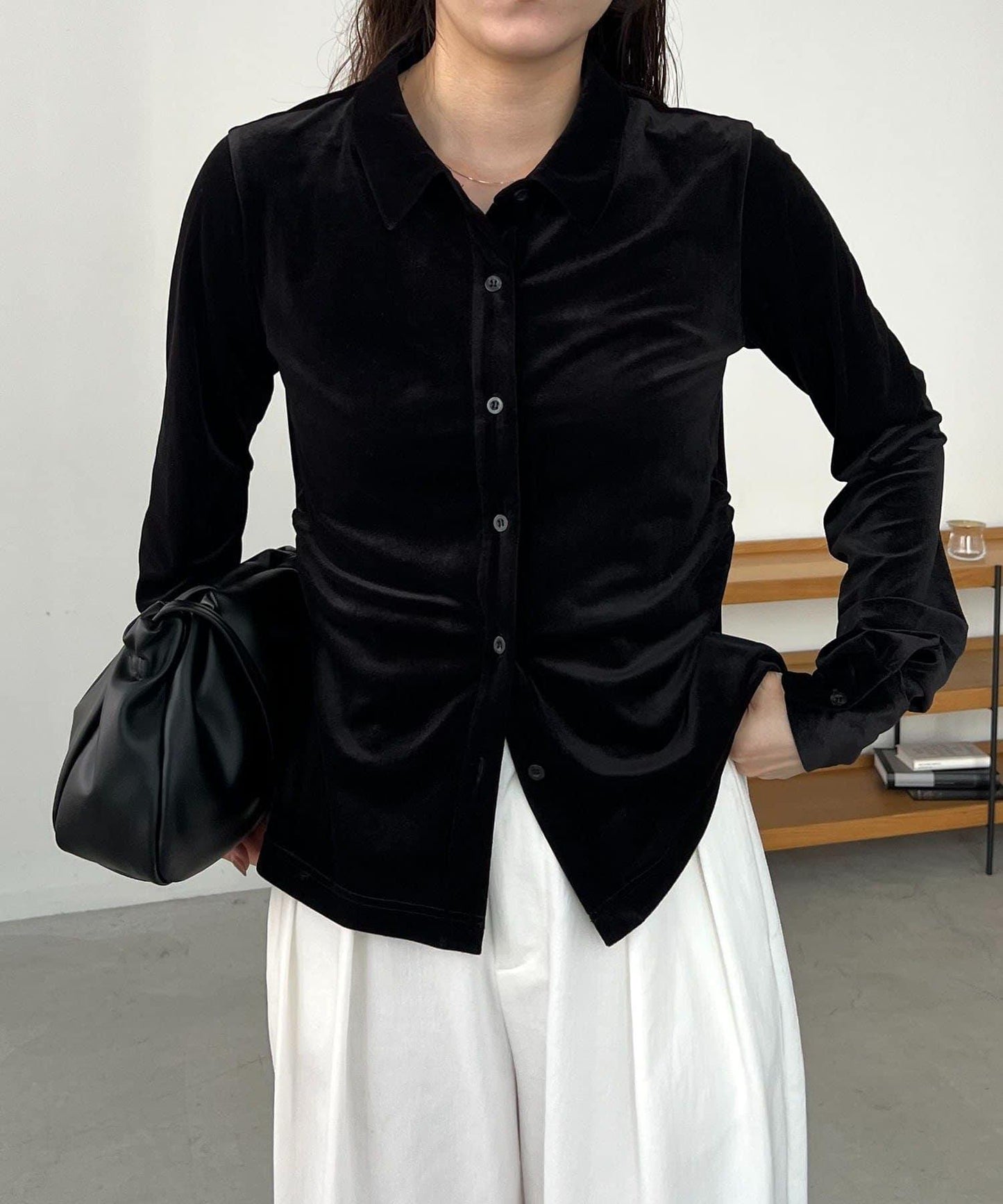 【CAPRICIEUX LE'MAGE】天鵝絨襯衫