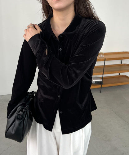 【CAPRICIEUX LE'MAGE】天鵝絨襯衫