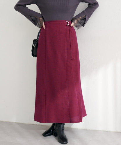 【natural couture】仿裹身式花呢半身裙