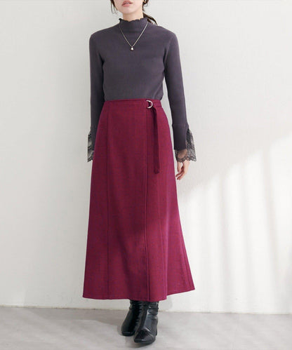 【natural couture】仿裹身式花呢半身裙