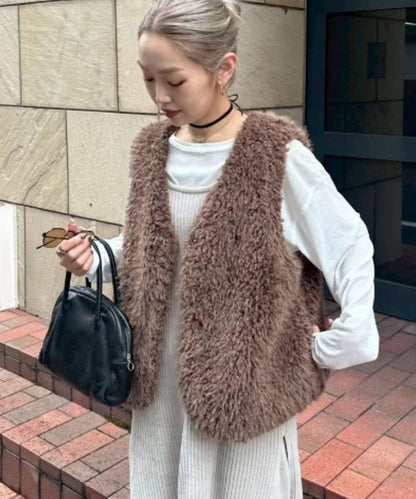 【パルクロ限定】PON企畫仿毛皮馬甲