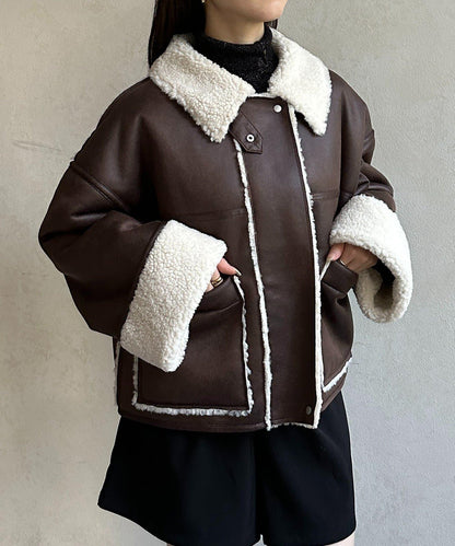 F仿羊羔絨短款夾克