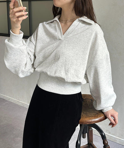 帶領口開襟衛衣套頭衫