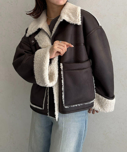 F仿羊羔絨短款夾克