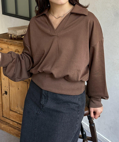 帶領口開襟衛衣套頭衫