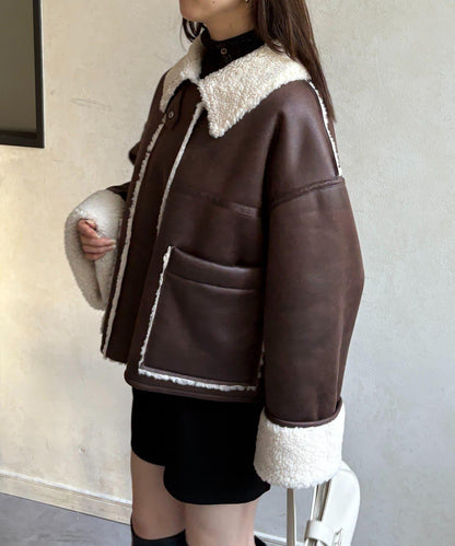 F仿羊羔絨短款夾克