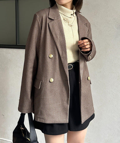 金色紐扣羊毛混紡西裝外套