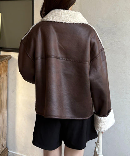 F仿羊羔絨短款夾克