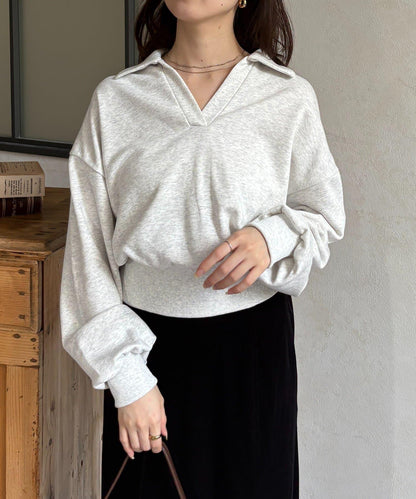 帶領口開襟衛衣套頭衫