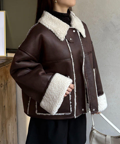 F仿羊羔絨短款夾克