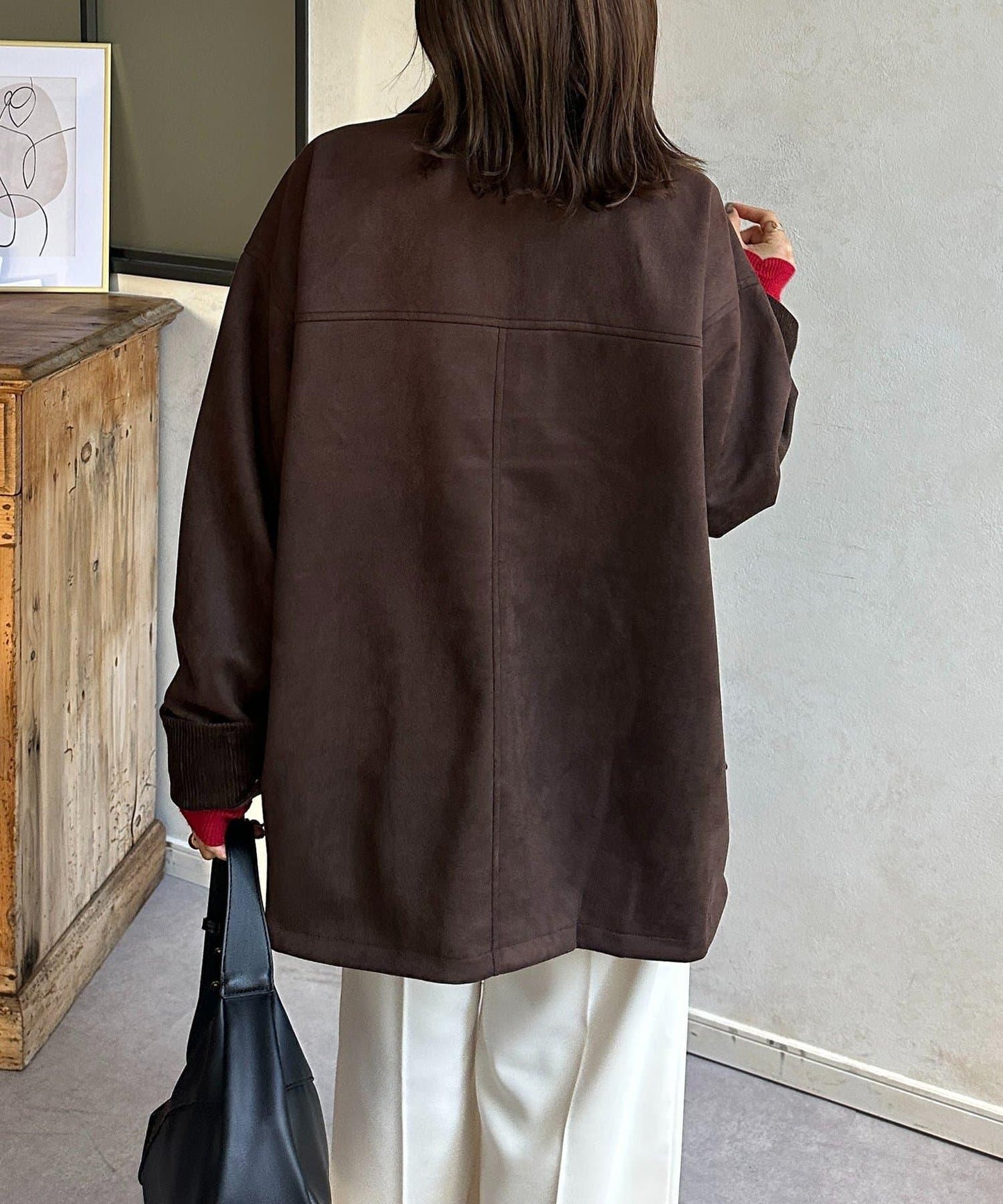 燈芯絨拼接仿麂皮工裝外套