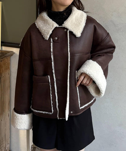 F仿羊羔絨短款夾克