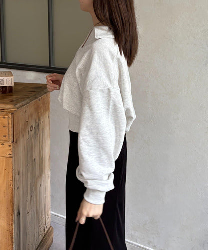 帶領口開襟衛衣套頭衫