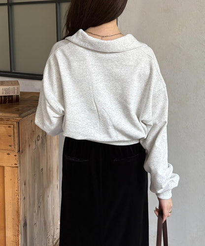 帶領口開襟衛衣套頭衫