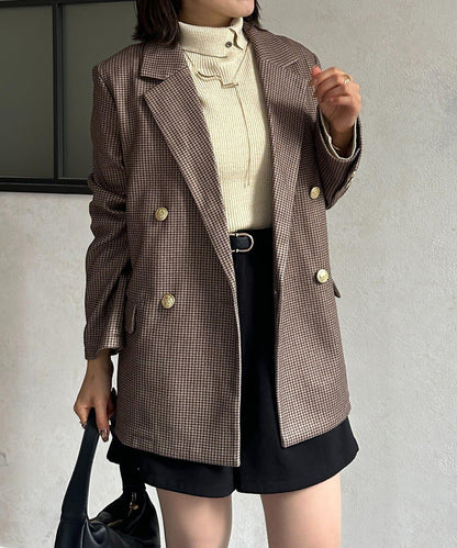 金色紐扣羊毛混紡西裝外套