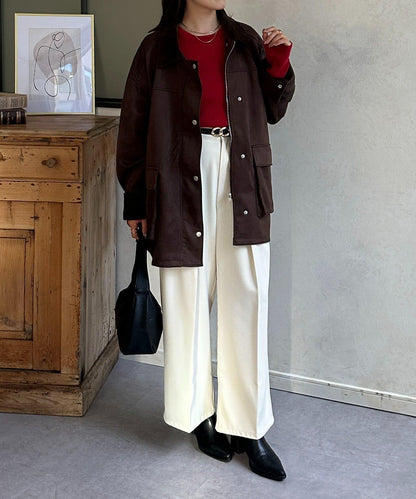 燈芯絨拼接仿麂皮工裝外套