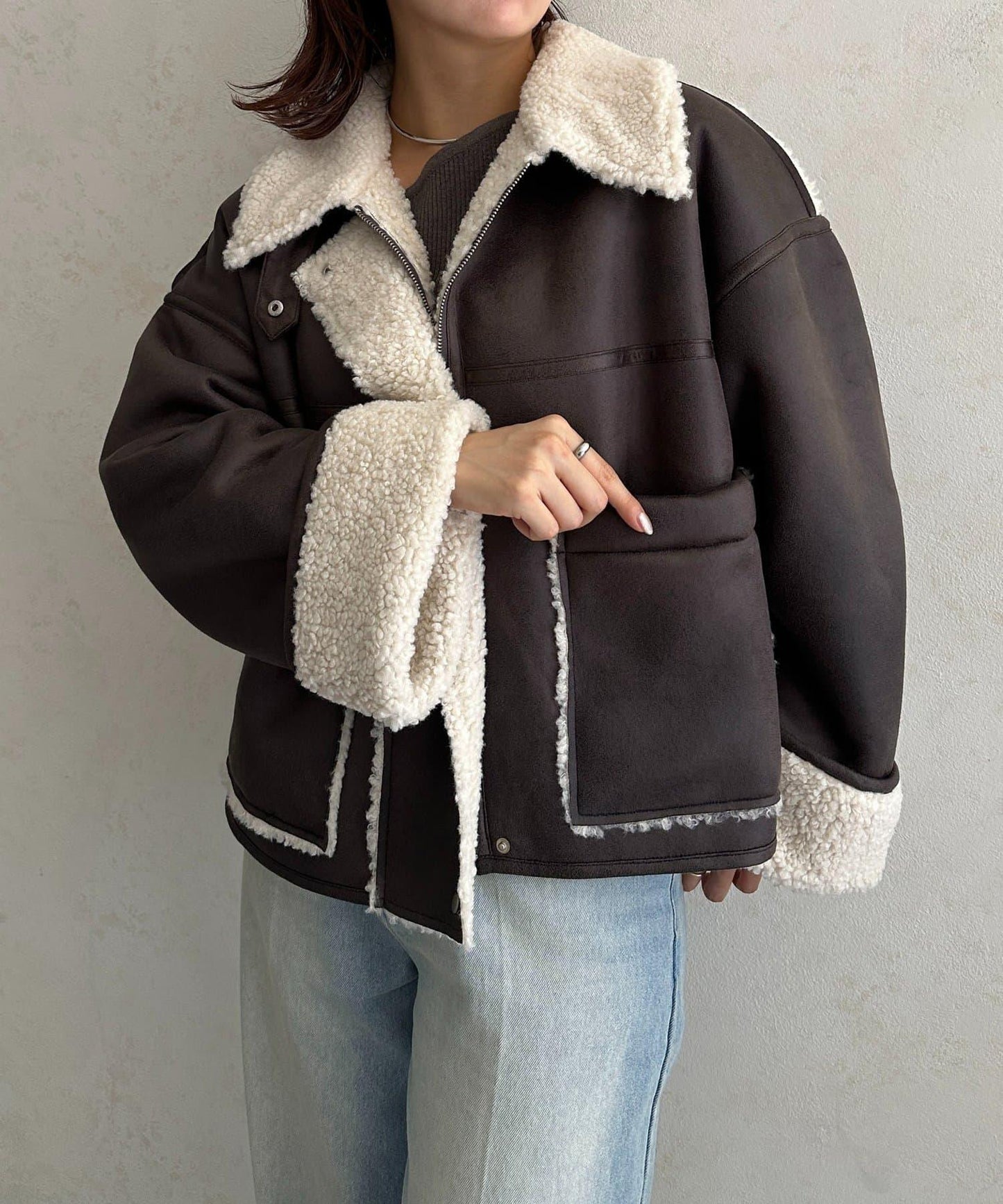 F仿羊羔絨短款夾克