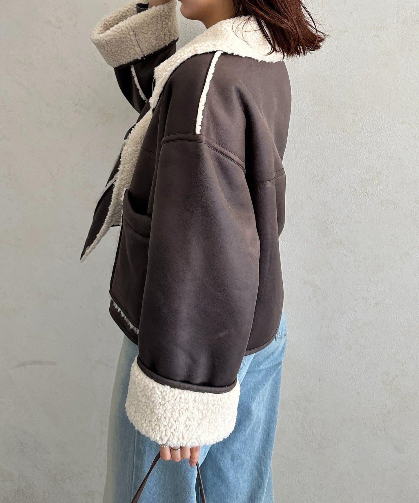 F仿羊羔絨短款夾克