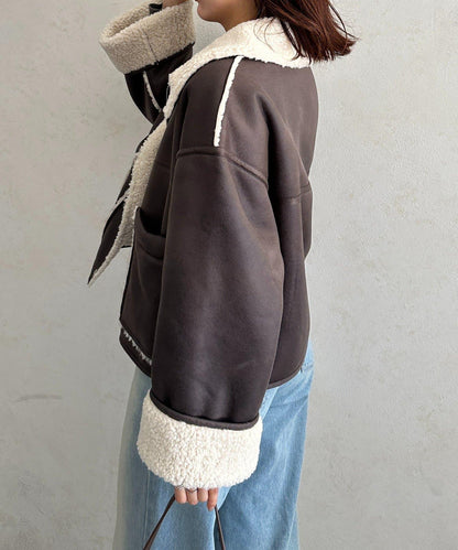 F仿羊羔絨短款夾克