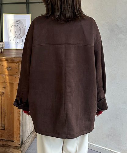 燈芯絨拼接仿麂皮工裝外套