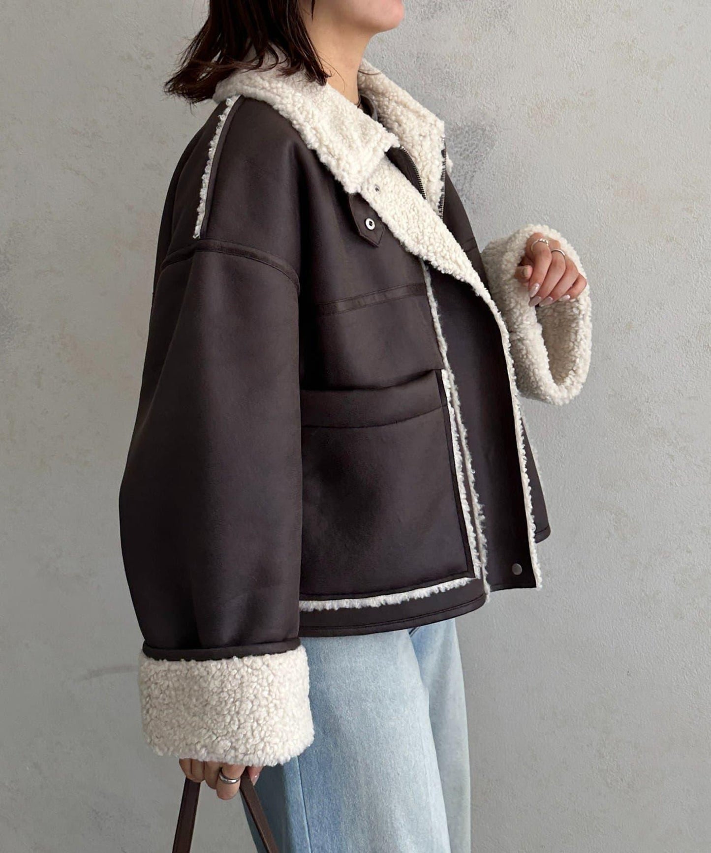 F仿羊羔絨短款夾克